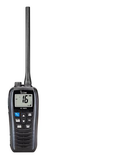 <p>
	<strong>Buoyant Marine VHF Transceiver</strong></p>
<p>
	Great features mixed with style are the traits of Icom&rsquo;s new IC-M25 buoyant marine VHF radio which floats and flashes when dropped into the water. Sporting an elegant slim design, this new model has the lightest body in the market for a floating VHF radio&hellip;.just 220g. New for an Icom, this new radio has a tidy USB connector for convenient charging from a variety of electronic devices!</p>
<p>
	<b>Slim, lightweight, easy to use</b><br />
	The IC-M25 is extremely lightweight, weighing only 220g. Its 30.5mm slim body is extremely comfortable to handle. Large LCD display and laser cut, curved shape buttons are well laid out and provide simple and straightforward operation. In fact, the IC-M25 LCD screen is 30% larger than its predecessor, the IC-M23, allowing you to clearly see the channel number and status icons.</p>
<p>
	<b>Buoyant with flashing red LED</b><br />
	The IC-M25 floats when dropped in water. Not only does the LCD and key backlight on the front panel flash, but also the red LED light blinks through the rear panel showing the place of the radio so that it can be easily retrieved. The IC-M25 also floats even when the optional HM-213 microphone is attached.</p>
<p>
	<b>11 Hours Long Battery Life</b><br />
	The built-in 1500mAh lithium-ion battery provides 5 Watts of transmit power and allows 11 hours (approximate) of long operation*. * Typical operation with Tx (Hi): Rx: standby=5:5:90</p>
<p>
	<b>USB Charging</b><br />
	The IC-M25 has a Micro-B USB connector and can be charged with the supplied AC adaptor, BC-217 in 3 hours (approx.). Third party USB charger products such as cigarette lighters or mobile battery for charging smart phones, tablets or digital cameras may be used with the IC-M25*.<br />
	* The IC-M25 accepts 5V/1A (Max.) input. Use of third party products is not guaranteed.</p>
<p>
	<b>550mW Audio Output and Optional Speaker Microphone</b><br />
	The IC-M25 provides a powerful 550mW (12 Ohm load) audio output and received voice can be heard loud and clear. The Volume loud and mute functions offer quick adjustment of the volume level by holding the VOL/SQL button and pushing the ? or ? button. The optional HM-213 waterproof speaker microphone provides extra convenience for leisure users.</p>
<p>
	<b>Other features</b><br />
	&bull; IPX7 waterproof construction (1m depth of water for 30 minutes)<br />
	&bull; 4-step battery life indicator<br />
	&bull; Dual/Tri-watch functions<br />
	&bull; Instant access to Ch 16 or programmable call channel<br />
	&bull; Quick channel selection with the Favourite channel function<br />
	&bull; Monitor function for noise squelch control with VOL/SQL button<br />
	&bull; Auto scan function<br />
	&bull; LCD auto backlighting<br />
	&bull; AquaQuake draining function</p>
<p>
	<strong>&euro;209</strong></p>
