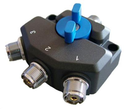 <p>
	<strong>3-way coax switch with SO-239 sockets</strong></p>
<!-- </a> -->
<p>
	<br />
	A three way high quality rf coax switch.</p>
<p>
	Unused outputs are shorted to earth.<br />
	<br />
	DC-800MHZ<br />
	<br />
	DC-30MHz 1.5kW<br />
	30 - 200MHz 1kW<br />
	200 - 500MHz 500W<br />
	500 - 800MHz 250W<br />
	<br />
	Insertion &gt;0.05dB<br />
	<br />
	<u>Isolation</u><br />
	DC - 500MHz &lt;70dB<br />
	<!--70dB--><!--70dB--><!--70dB--><!--70dB--><!--70dB--><!--70dB-->500 - 800MHz &lt;60dB</p>
<p>
	<strong>PRICE &euro;75</strong></p>
