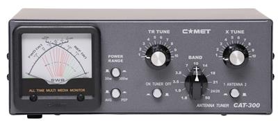 <p>
	<span id="ctl00_ContentPlaceHolder1_DescriptionLabel"><strong>Comet CAT 300&nbsp; </strong>300 Watt ATU (antenna tuning unit)</span></p>
<p>
	<span id="ctl00_ContentPlaceHolder1_DescriptionLabel"><strong>Another great new model</strong> in the Comet range, the CAT-300 is a quality <strong>300 Watt</strong> antenna tuner which boasts 2x antenna inputs, a very useful frequency range of <strong>1.8 - 60Mhz,</strong> smart illuminated cross needle display, and even <strong>PEP/Average </strong>power reading.</span></p>
<ul>
	<li>
		<span id="ctl00_ContentPlaceHolder1_DescriptionLabel"><strong>Comet CAT 300 300W </strong>Antenna Tuning Unit</span></li>
	<li>
		<span id="ctl00_ContentPlaceHolder1_DescriptionLabel"><strong>Freq:</strong> 1.8 - 60 MHz</span></li>
	<li>
		<span id="ctl00_ContentPlaceHolder1_DescriptionLabel"><strong>Power:</strong> 300W (SSB)</span></li>
	<li>
		<span id="ctl00_ContentPlaceHolder1_DescriptionLabel"><strong>Antennas:</strong> 2 co-ax inputs</span></li>
	<li>
		<span id="ctl00_ContentPlaceHolder1_DescriptionLabel"><strong>Impedance:</strong> 10 - 600 Ohm</span></li>
	<li>
		<span id="ctl00_ContentPlaceHolder1_DescriptionLabel"><strong>Input Connector:</strong> SO239</span></li>
	<li>
		<span id="ctl00_ContentPlaceHolder1_DescriptionLabel"><strong>Meter:</strong> SWR/Power</span></li>
	<li>
		<span id="ctl00_ContentPlaceHolder1_DescriptionLabel"><strong>30W/300W </strong>Average/PEP</span></li>
	<li>
		<span id="ctl00_ContentPlaceHolder1_DescriptionLabel"><strong>Cross needle</strong> illuminated display panel</span></li>
	<li>
		<span id="ctl00_ContentPlaceHolder1_DescriptionLabel"><strong>Size:</strong> 250 x 93 x 200 mm</span></li>
	<li>
		<span id="ctl00_ContentPlaceHolder1_DescriptionLabel"><strong>Weight:</strong> 2.7kg</span></li>
	<li>
		<span id="ctl00_ContentPlaceHolder1_DescriptionLabel"><strong>PRICE&nbsp; &euro;349</strong></span></li>
</ul>
