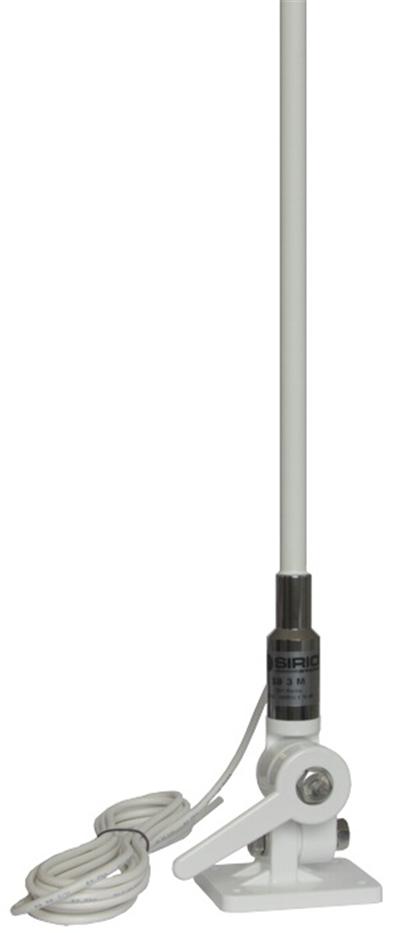 <p>
	&ndash; Marine antenna, Mono-band<br />
	&ndash; Omnidirectional<br />
	&ndash; Designed to work without Ground Plane<br />
	&ndash; Protection from static discharges DC-Ground<br />
	&ndash; Chrome-plated brass ferrule<br />
	&ndash; Stainless steel hardware<br />
	&ndash; High quality whip made of brass and copper protected by fiberglass tube<br />
	&ndash; Supplied with white coaxial cable RG-58 C/U directly connected</p>
<p>
	&ndash; Type:3/4 &lambda; J-pole<br />
	&ndash; Frequency range:<br />
	TX band: 155.5 &ndash; 160 MHz @ SWR &le;2<br />
	RX band: 156-162 MHz<br />
	&ndash; Polarization: linear vertical<br />
	&ndash; Gain: 2 dBd &ndash; 4.15 dBi<br />
	&ndash; Max. Power (CW) @ 30&deg;C: 100 Watts<br />
	&ndash; Standard mount: M-8 NY<br />
	&ndash; Cable length / Type: 5 m / white RG 58</p>
<p>
	&ndash; Materials: Fiberglass, Nylon, Chromed brass<br />
	&ndash; Height (approx.): 1480 mm<br />
	&ndash; Weight (approx.): 750 gr</p>
<p>
	PRICE &euro;89</p>
