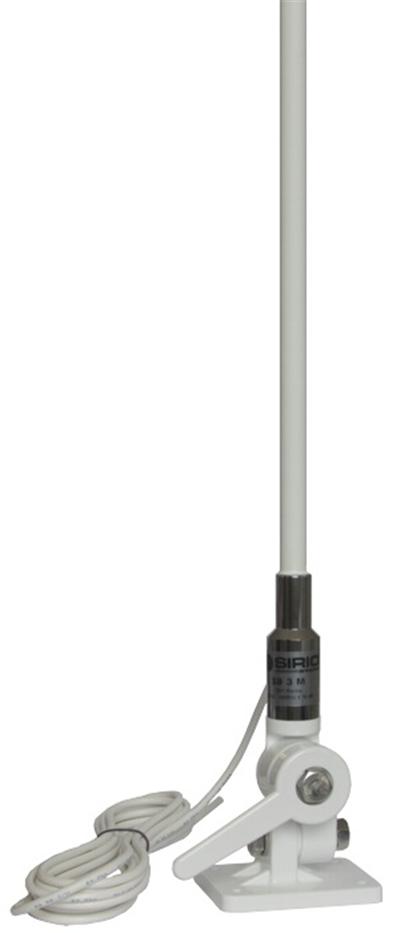 <p>
	&ndash; Marine antenna, Mono-band<br />
	&ndash; Omnidirectional<br />
	&ndash; Designed to work without Ground Plane<br />
	&ndash; Protection from static discharges DC-Ground<br />
	&ndash; Chrome-plated brass ferrule<br />
	&ndash; Stainless steel hardware<br />
	&ndash; High quality whip made of brass and copper protected by fiberglass tube<br />
	&ndash; Supplied with white coaxial cable RG-58 C/U directly connected</p>
<p>
	&ndash; Type:3/4 &lambda; J-pole<br />
	&ndash; Frequency range:<br />
	TX band: 155.5 &ndash; 160 MHz @ SWR &le;2<br />
	RX band: 156-162 MHz<br />
	&ndash; Polarization: linear vertical<br />
	&ndash; Gain: 2 dBd &ndash; 4.15 dBi<br />
	&ndash; Max. Power (CW) @ 30&deg;C: 100 Watts<br />
	&ndash; Standard mount: M-8 NY<br />
	&ndash; Cable length / Type: 5 m / white RG 58</p>
<p>
	&ndash; Materials: Fiberglass, Nylon, Chromed brass<br />
	&ndash; Height (approx.): 1480 mm<br />
	&ndash; Weight (approx.): 750 gr</p>
<p>
	PRICE &euro;89</p>
