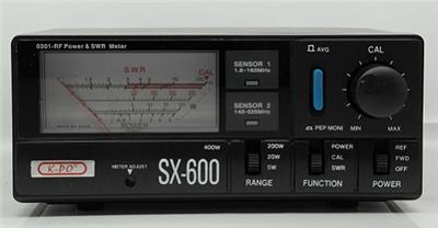 <div class="tab_page" id="tab_pictures">
	The K-PO SX-600 Dual-Band Power Meter<br />
	<br />
	The K-PO SX-600 measures forward and reflected power and VSWR. Compact size makes meter useful for testing both base and mobile installations. Two directional couplers with switch and LED indicators for in-line connection of two transceivers.<br />
	<br />
	Special Features:<br />
	<ul>
		<li>
			Illuminated meter</li>
		<li>
			Switchable r.m.s. or peak power</li>
		<li>
			Measures forward, reflected &amp; VSWR power</li>
		<li>
			155 x 103 x 64 mm<br />
			<br />
			Specifications:</li>
		<li>
			Frequency: 1.8-160/140-525 MHz</li>
		<li>
			Power Ranges: 5/20/200</li>
		<li>
			Connector: SO-239</li>
		<li>
			Min. Power SWR Test:: 4W</li>
	</ul>
	<p>
		&nbsp;&nbsp;&nbsp;&nbsp;&nbsp;<strong>&nbsp;&nbsp;&nbsp;&nbsp;&nbsp; PRICE &euro;109</strong></p>
</div>
<p>
	&nbsp;</p>
