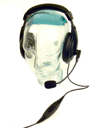 <p>A lightweight headphones with a boom mic and ptt covers both ears.</p>
<p>Available for most radios.</p>